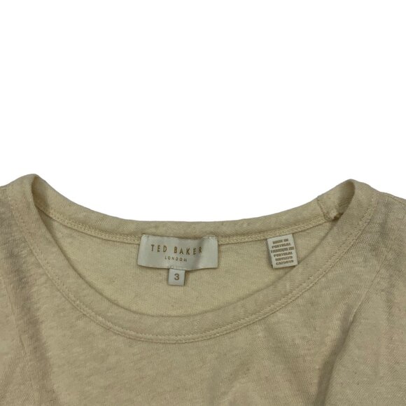 Ted Baker Kathley Frill Tank Top 3 US/8 Linen Blend Cream Sleeveless Ruffles - Picture 4 of 12